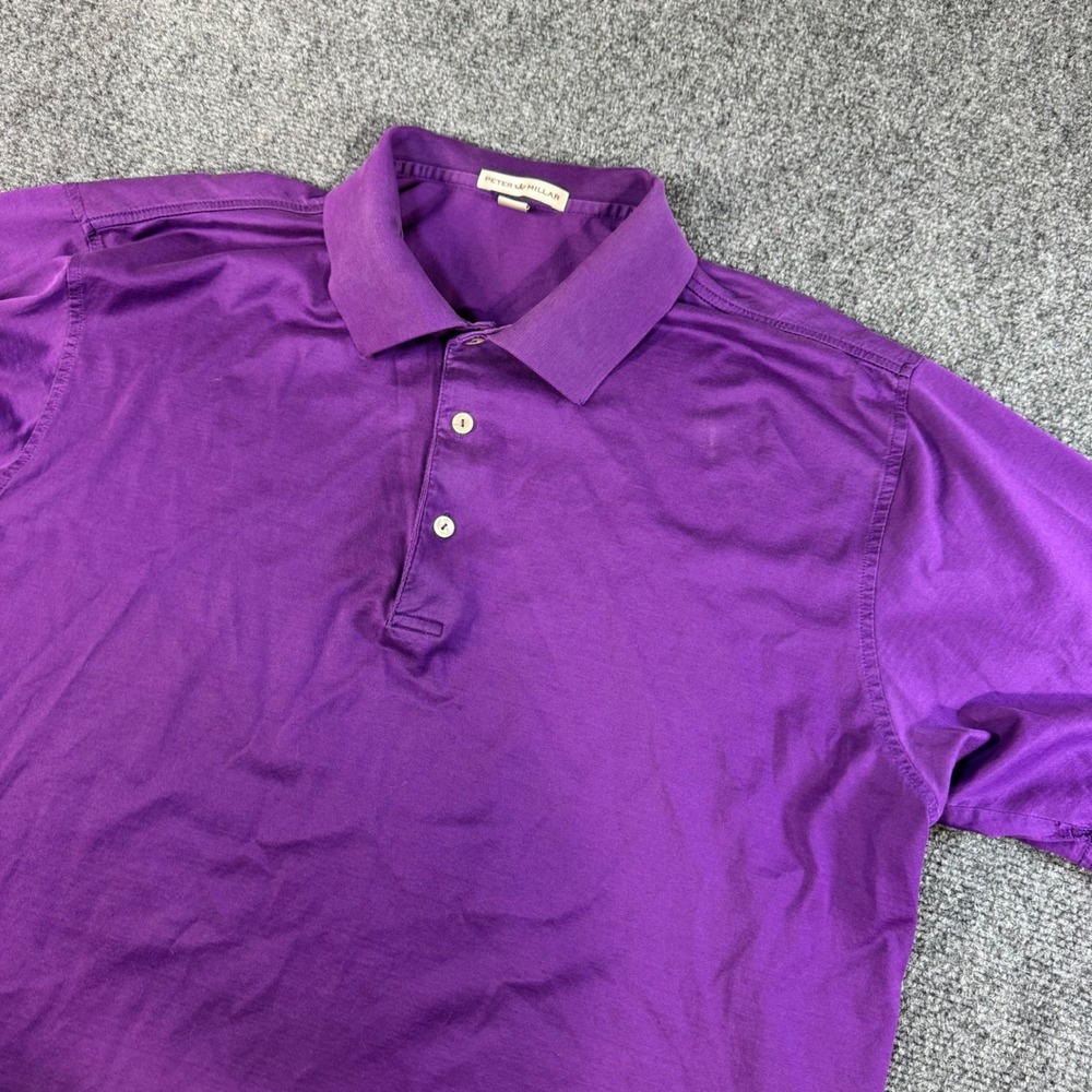 Peter Millar Mens Large Purple 100% Cotton Short Sleeve Polo Shirt Golf Casual